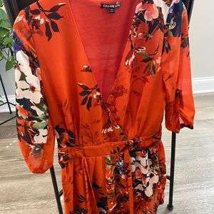 Orange floral romper